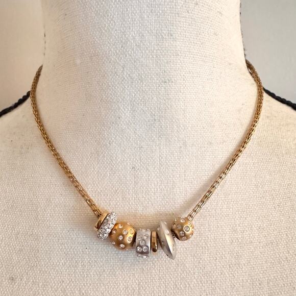 Swarovski Te Kauri Yellow Gold/Rhodium-Plated Crystal Pave Slider Bead Necklace - Picture 9 of 14